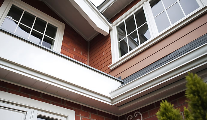 Clean gutter installed in residential house