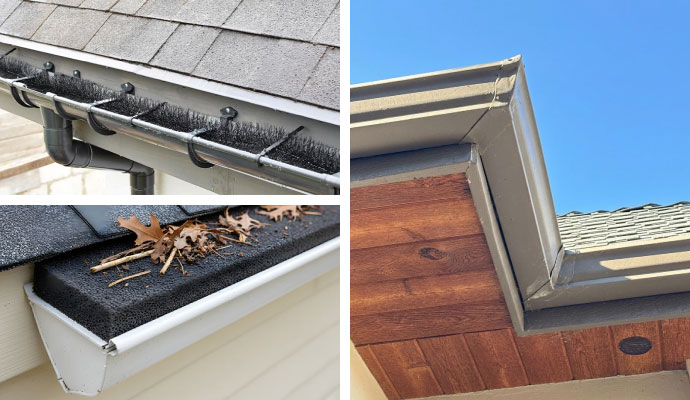 Collage of different types of gutter related services