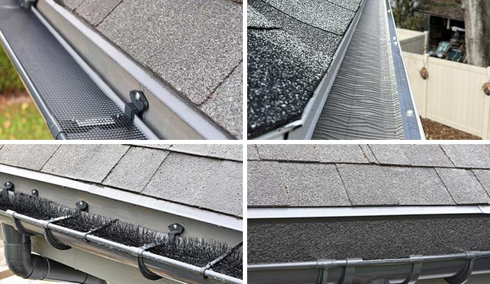 Collage of different types of gutter guard