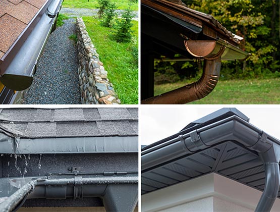 Collage of different rain gutter styles
