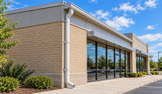 Installed clean downspout in retail store