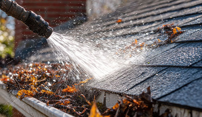 Professional gutter flushing service
