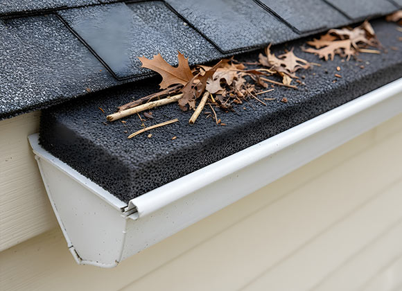 Installed foam gutter guard