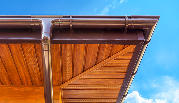 Half-round roof gutter installed a residential roof