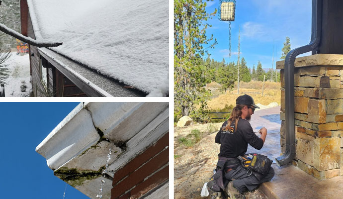 Collage of different types of gutter issues