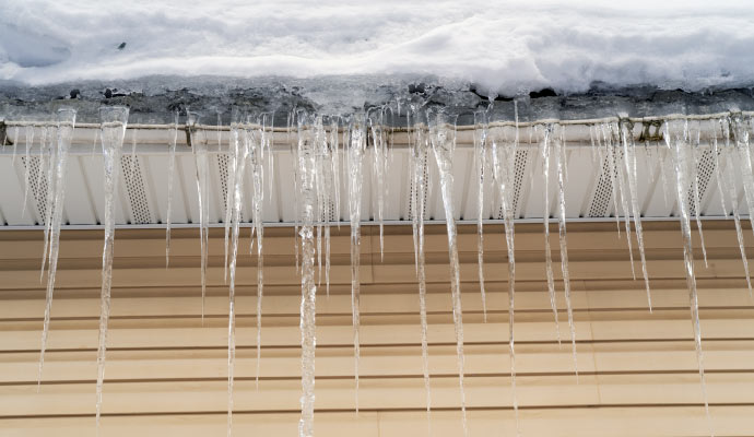 Damaged gutter from snow