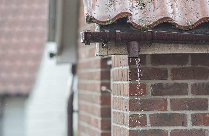 leaky rain gutter