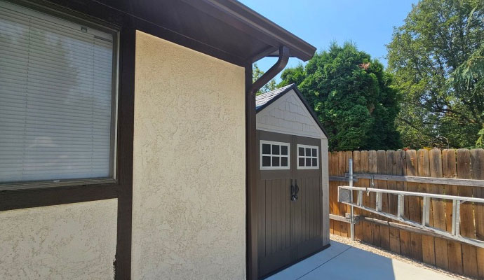 Side view of a house with gutter system